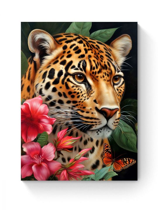 Алмазная мозаика на подрамнике «Взор ягуара» 50x40 см