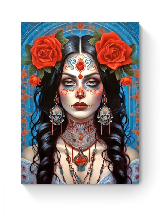 Алмазная мозаика на подрамнике «Санта Муэрте» 70x50 см