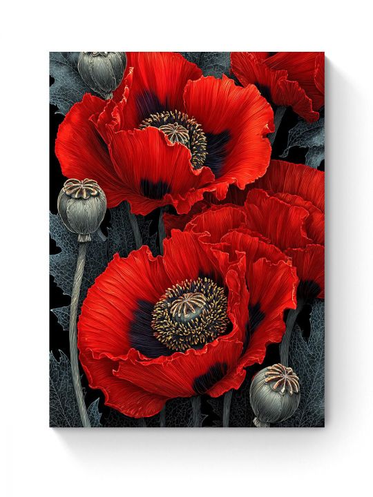 Алмазная мозаика на подрамнике «Красные маки» 40x30 см