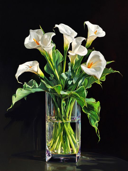 Алмазная мозаика без подрамника «Белые каллы» 50x40 см