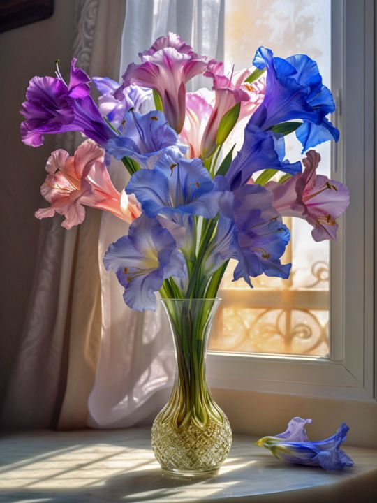 Алмазная мозаика без подрамника «Гладиолусы» 40x30 см