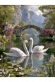 Алмазная мозаика без подрамника «Лебеди на озере» 40x30 см