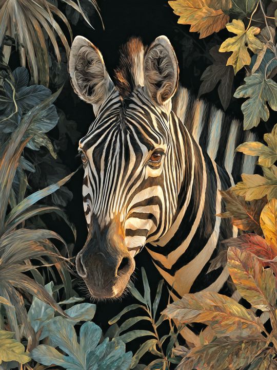 Алмазная мозаика без подрамника «Зебра» 40x30 см