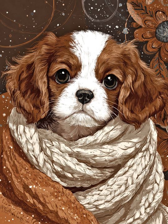 Алмазная мозаика без подрамника «Милый щенок» 40x30 см