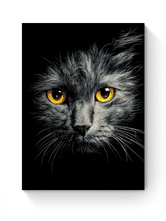 Алмазная мозаика на подрамнике «Черный кот» 50x40 см