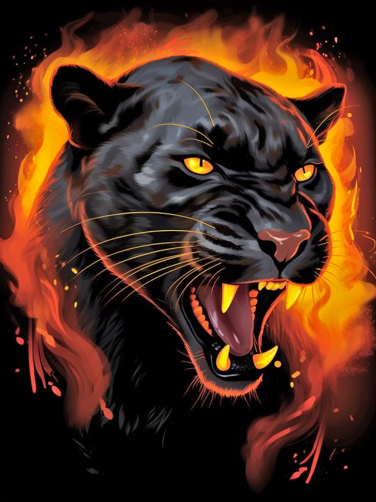 Алмазная мозаика без подрамника «Черная пантера» 50x40 см