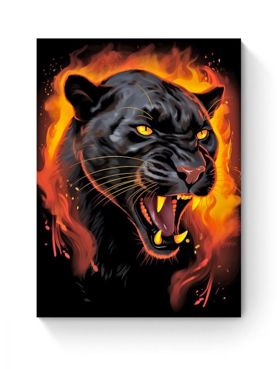 Алмазная мозаика на подрамнике «Черная пантера» 50x40 см