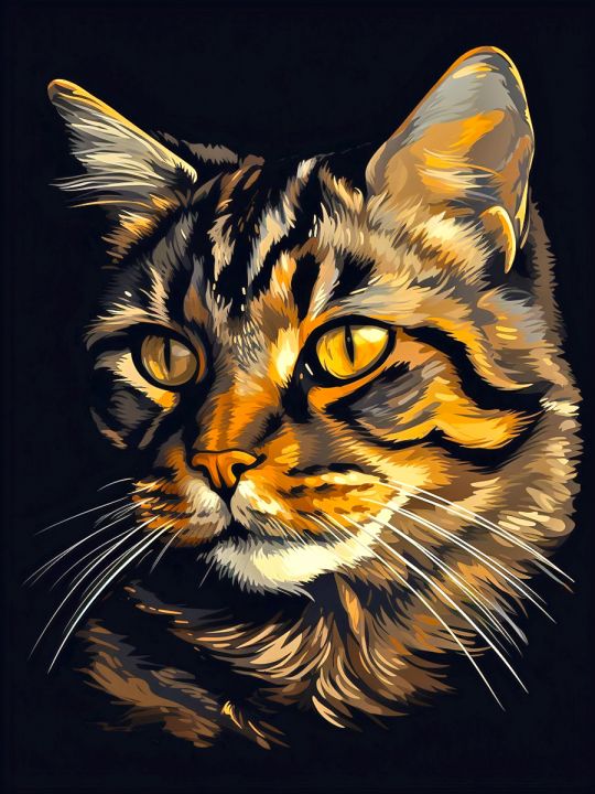 Алмазная мозаика без подрамника «Полосатый кот» 50x40 см