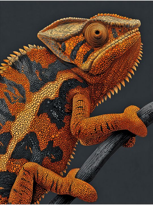 Алмазная мозаика без подрамника «Хамелеон» 50x40 см