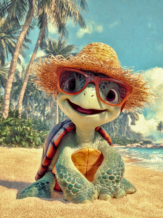 Алмазная мозаика без подрамника «Черепашка» 50x40 см