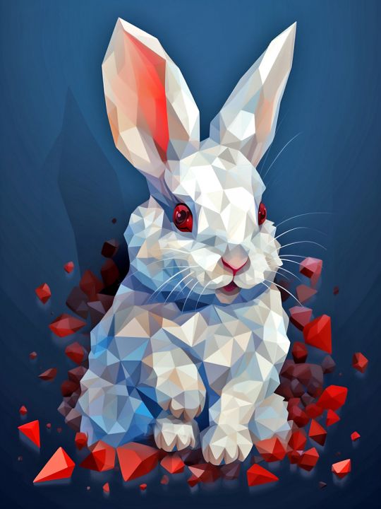 Алмазная мозаика без подрамника «Белый кролик» 90x70 см