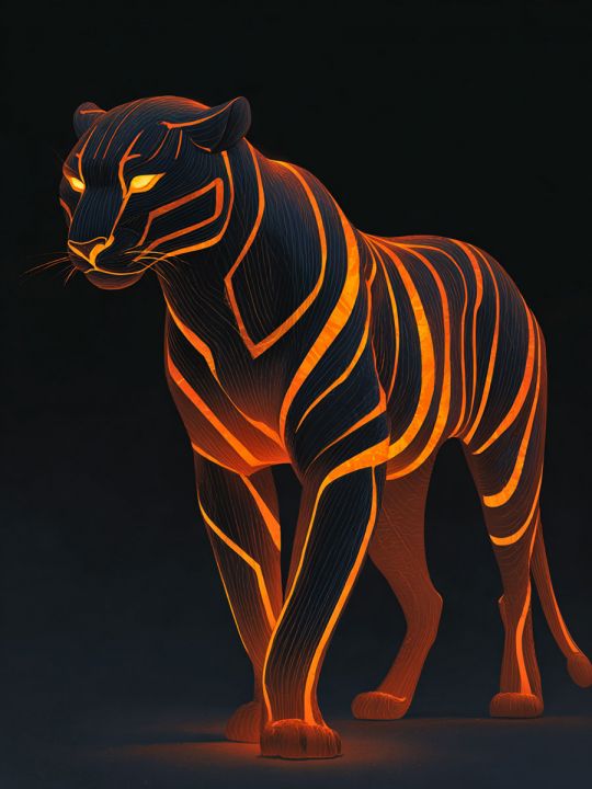 Алмазная мозаика без подрамника «Огненный тигр» 90x70 см