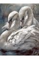 Алмазная мозаика без подрамника «Лебеди» 50x40 см, 35 цветов