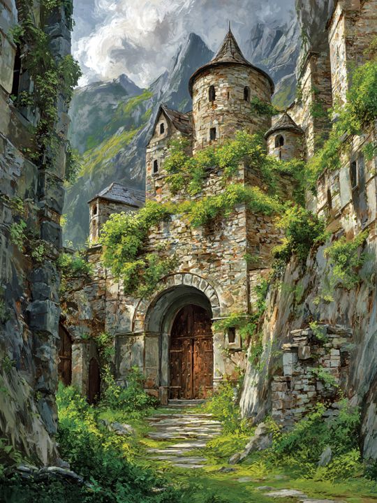 Алмазная мозаика без подрамника «Старый замок» 40x30 см