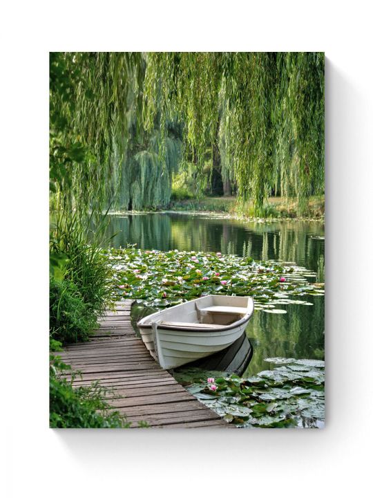 Алмазная мозаика на подрамнике «Пруд с лилиями» 70x50 см