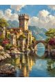 Алмазная мозаика без подрамника «Замок у воды» 50x40 см