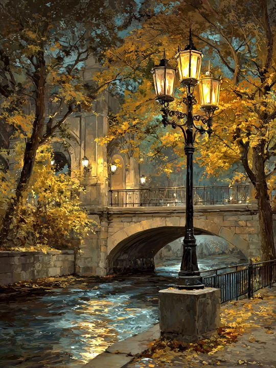 Алмазная мозаика без подрамника «Городская осень» 40x30 см