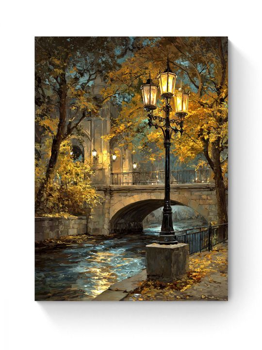 Алмазная мозаика на подрамнике «Городская осень» 90x70 см