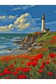 Алмазная мозаика без подрамника «Маяк и маки» 70x50 см