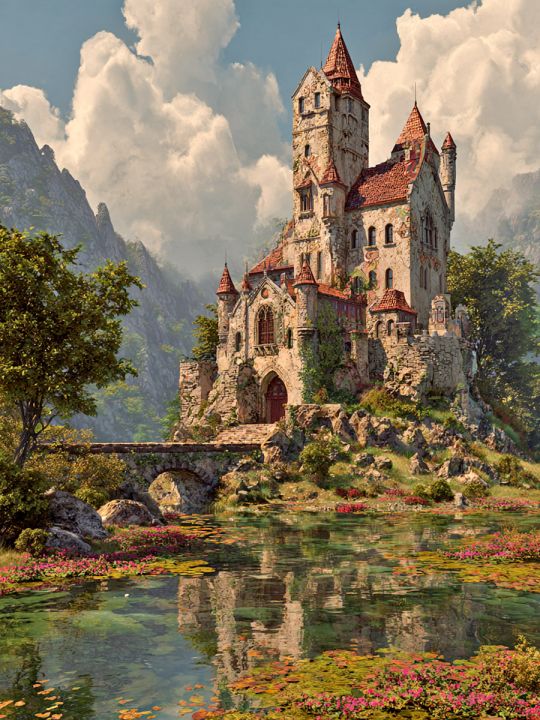 Алмазная мозаика без подрамника «Старый замок» 40x30 см