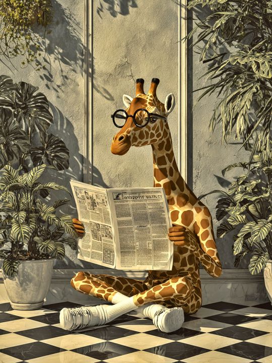 Алмазная мозаика без подрамника «Умный жираф» 40x30 см