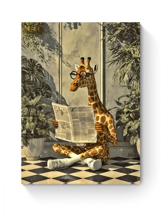 Алмазная мозаика на подрамнике «Умный жираф» 90x70 см