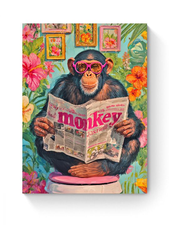 Алмазная мозаика на подрамнике «Умный шимпанзе» 50x40 см