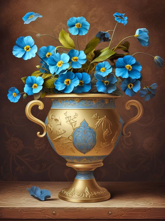 Алмазная мозаика без подрамника «Золотая ваза» 90x70 см