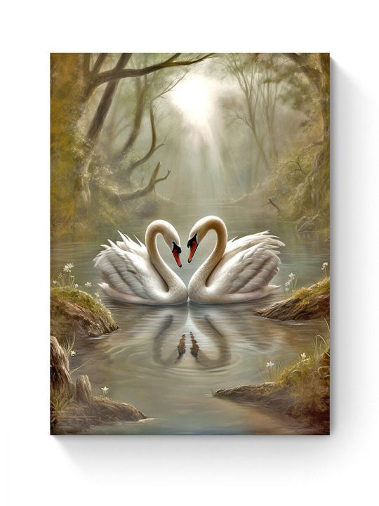 Алмазная мозаика на подрамнике «Белые лебеди» 50x40 см