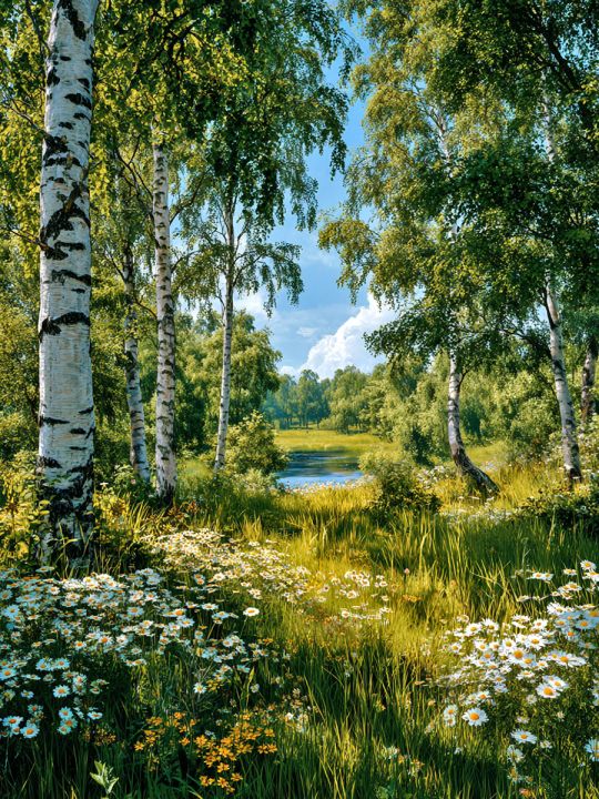 Алмазная мозаика без подрамника «Летний лес» 50x40 см