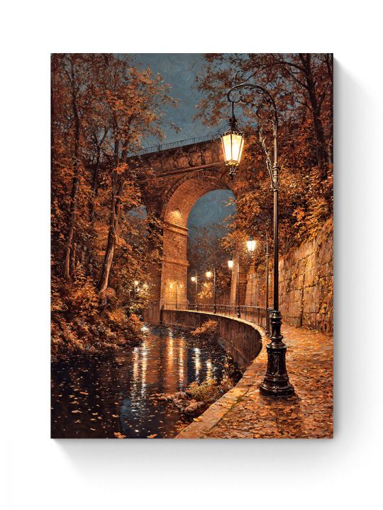 Алмазная мозаика на подрамнике «Ночная осень» 40x30 см