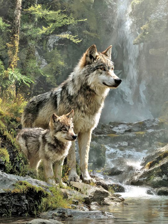 Алмазная мозаика без подрамника «Волчица» 130x100 см