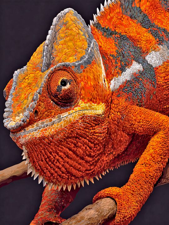 Алмазная мозаика без подрамника «Хамелеон» 130x100 см