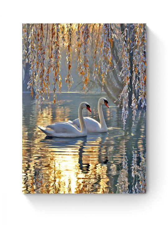 Алмазная мозаика на подрамнике «Белые лебеди» 50x40 см