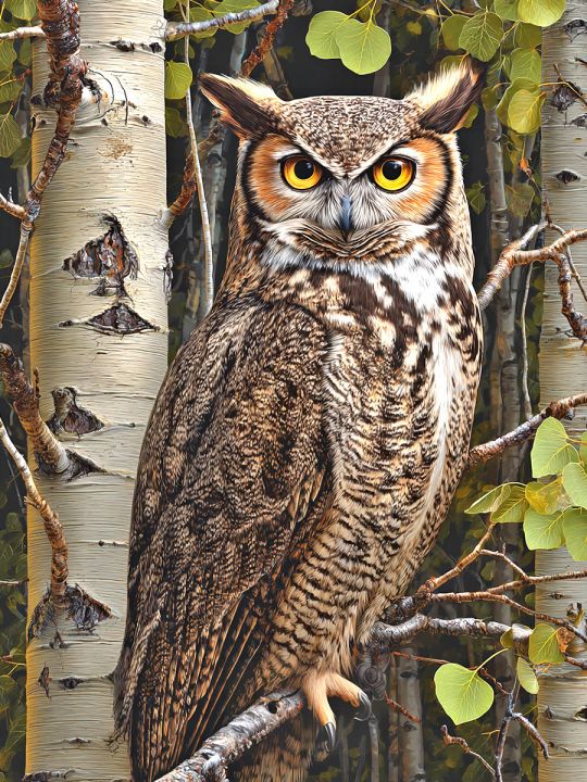 Алмазная мозаика без подрамника «Сова на ветке» 50x40 см