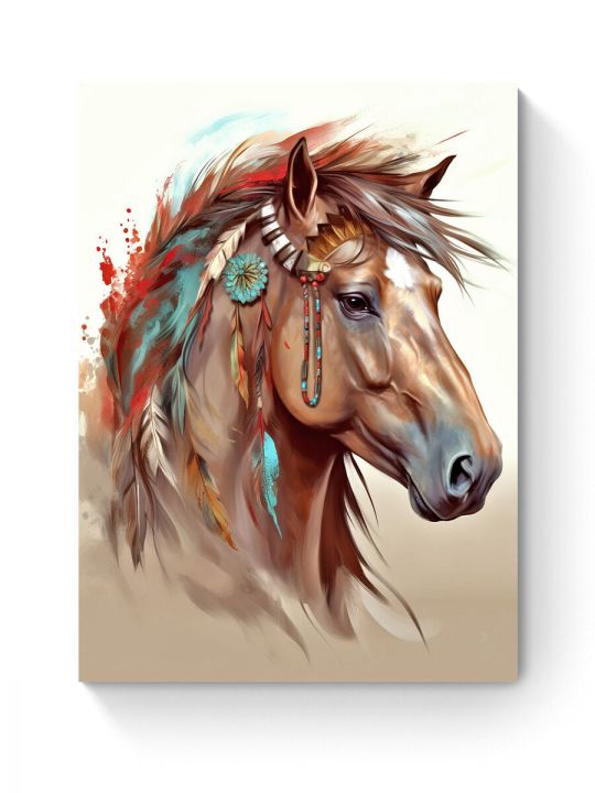 Алмазная мозаика на подрамнике «Лошадь индейцев» 50x40 см