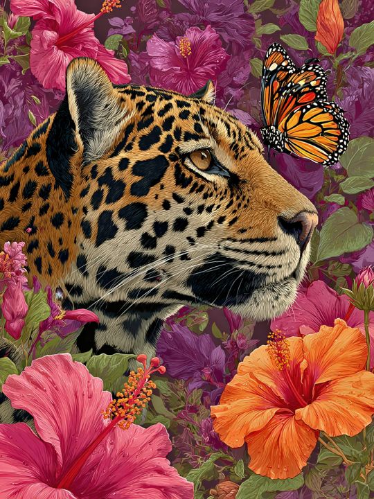 Алмазная мозаика без подрамника «Леопард» 70x50 см