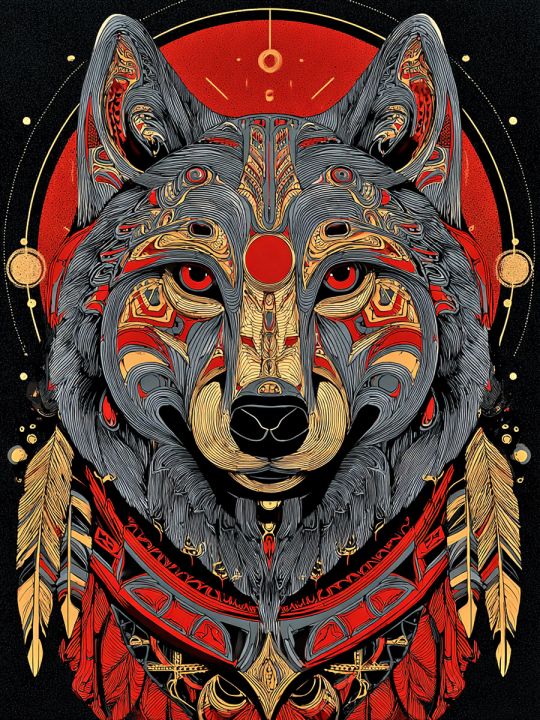 Алмазная мозаика без подрамника «Тотем волка» 70x50 см