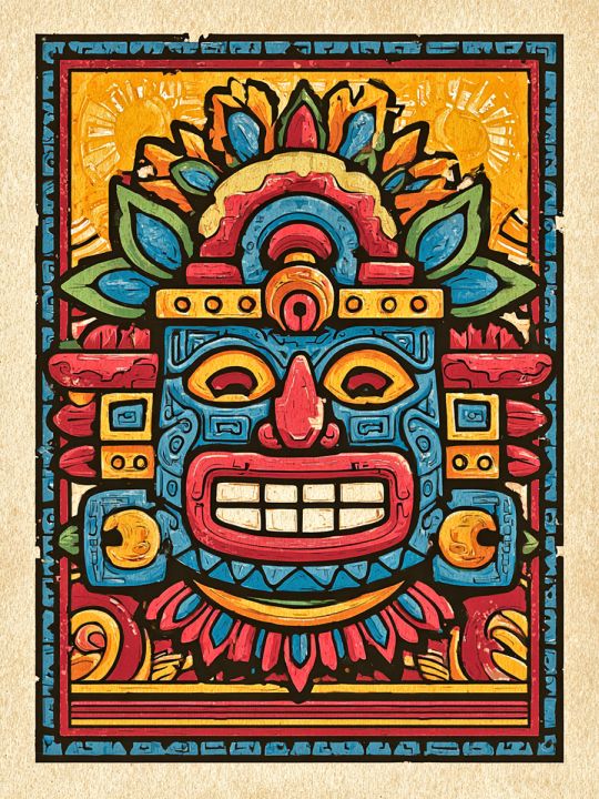 Алмазная мозаика без подрамника «Лик ацтеков» 70x50 см