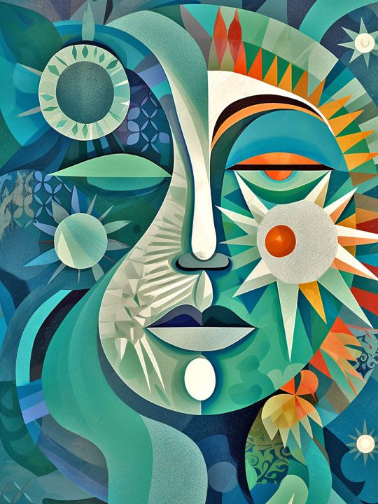 Алмазная мозаика без подрамника «Лик солнца» 50x40 см