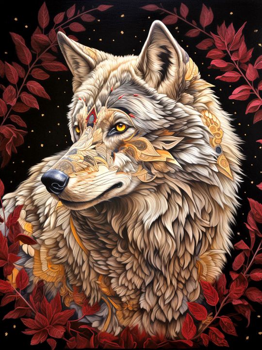 Алмазная мозаика без подрамника «Волчица» 90x70 см