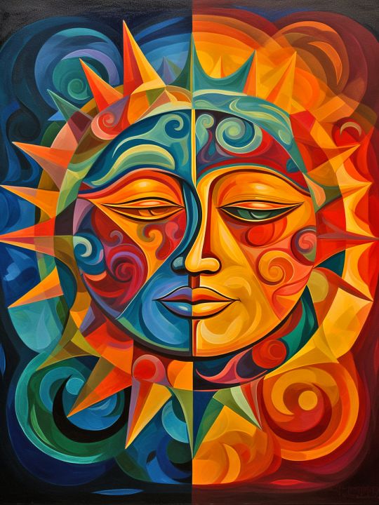 Алмазная мозаика без подрамника «День и ночь» 50x40 см