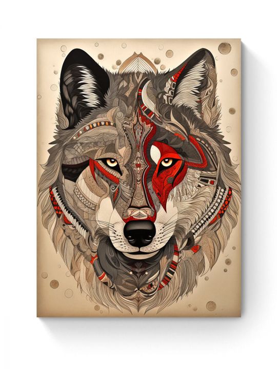 Алмазная мозаика на подрамнике «Тотем волка» 40x30 см