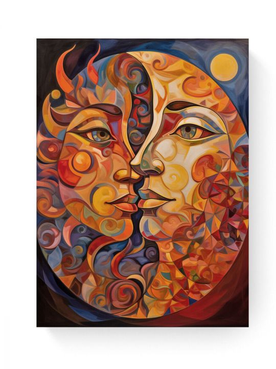 Алмазная мозаика на подрамнике «Солнце и Луна» 40x30 см