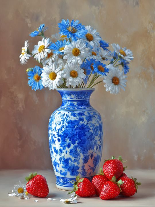 Алмазная мозаика без подрамника «Букет ромашек» 70x50 см