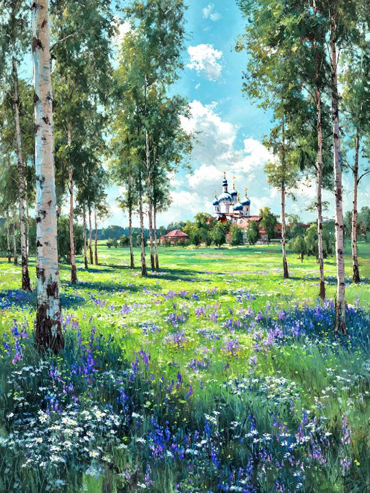 Алмазная мозаика без подрамника «Лето в деревне» 90x70 см