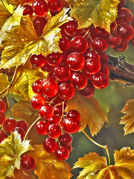 Алмазная мозаика без подрамника «Смородина» 50x40 см, 50 цветов