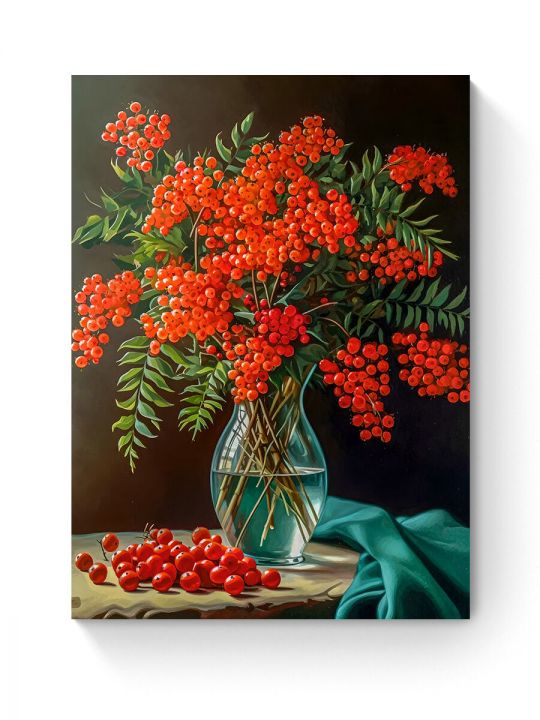 Алмазная мозаика на подрамнике «Букет рябины» 40x30 см