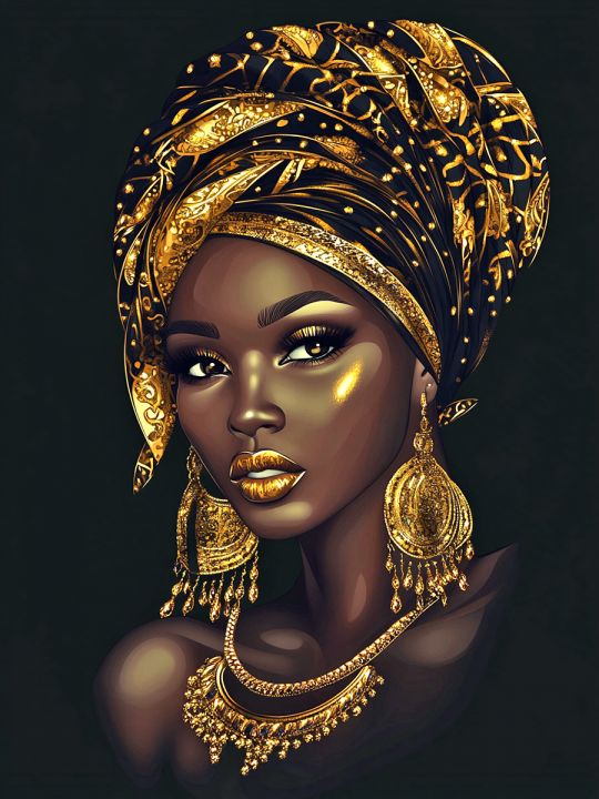 Алмазная мозаика без подрамника «Афроамериканка» 40x30 см