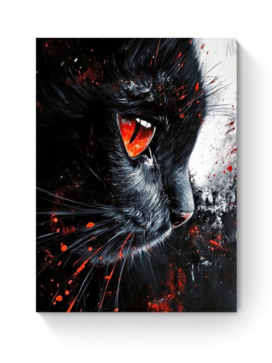 Алмазная мозаика на подрамнике «Чёрный кот» 40x30 см